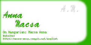 anna macsa business card